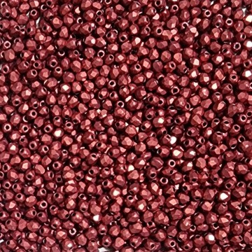 Fire Polish 2mm ColorTrends: Sueded Gold Samba Red