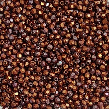 Fire Polish 2mm Matte-Oxidized Bronze Opaque Red