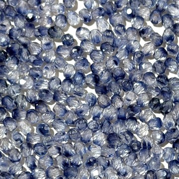 Fire Polish 3mm Crystal/Cobalt