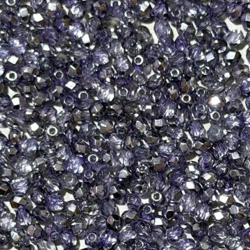 Fire Polish 3mm Coated - 1/2 Silver/Violet