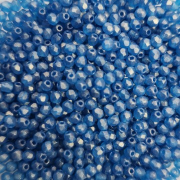 Fire Polish 2mm Sueded Gold Capri Blue