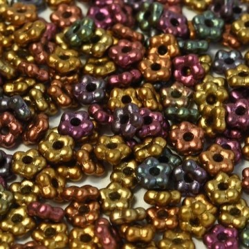 Flower Beads 5mm Purple Iris Gold