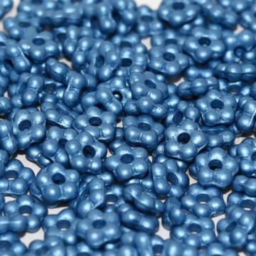 Flower Beads 5mm Alabaster Metallic Sea Blue