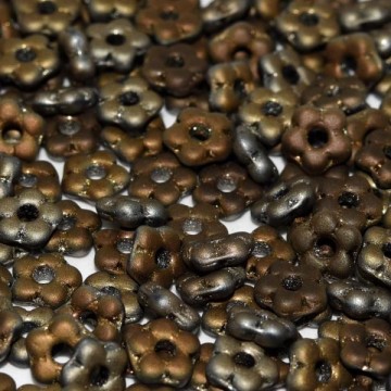 Flower Beads 5mm Jet Valentinite Full Matted