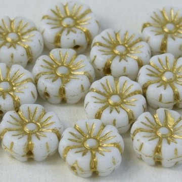 Flower Beads 9mm Chalk White 54202
