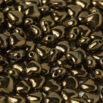 Glass Hearts 6mm Jet Bronze