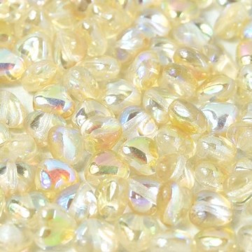 Glass Hearts 6mm Crystal Yellow Rainbow