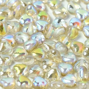 Glass Hearts 6mm Crystal Lemon Rainbow