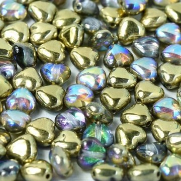 Glass Hearts 6mm Crystal Golden Rainbow