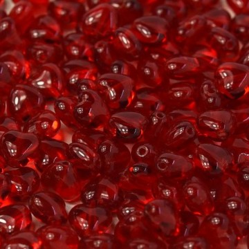Glass Hearts 6mm Red