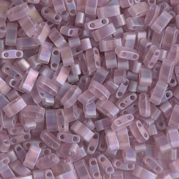 Half Tila Beads HTL0142FR Matted Transparent Smoky Amethyst AB