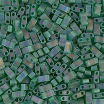 Half Tila Beads HTL0146FR Matted Transparent Green AB
