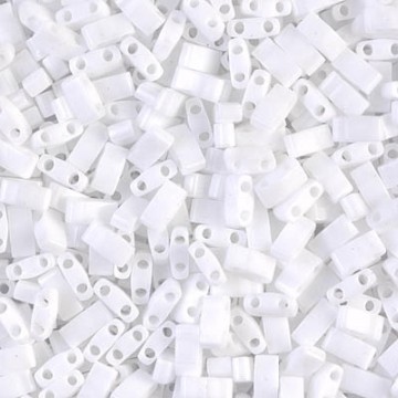 Half Tila Beads HTL0402 White Opaque