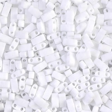 Half Tila Beads HTL0402F White Opaque Matted