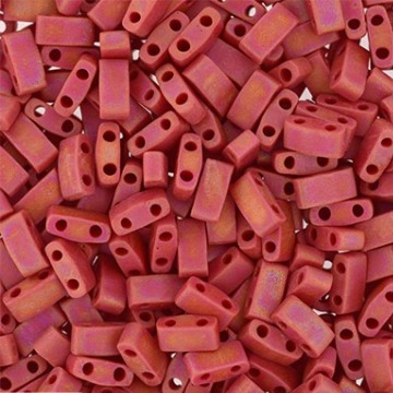 Half Tila Beads HTL0408FR Opaque Dark Red Matted AB