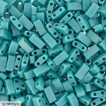 Half Tila Beads HTL0412FR Opaque Turquoise Green Matted AB