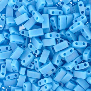 Half Tila Beads HTL0413FR Opaque Turquoise Blue Matted AB