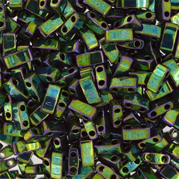 Half Tila Beads HTL0468 Metallic Green Iris