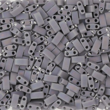 Half Tila Beads HTL0498FR Opaque Cement Grey Matted AB