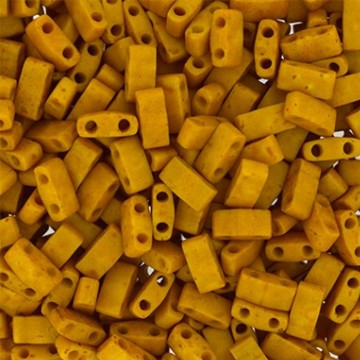 Half Tila Beads HTL2312 Matted Opaque Mustard