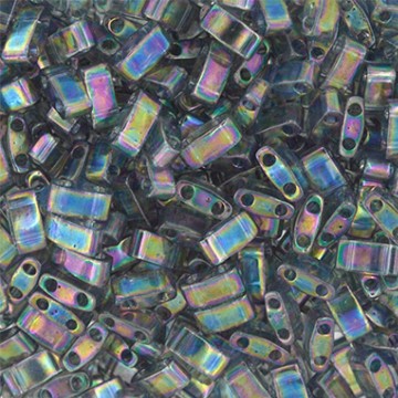 Half Tila Beads HTL2440D Dark Grey Rainbow Luster