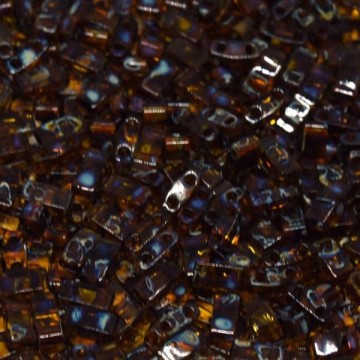 Half Tila Beads HTL4502 Picasso Transp Dark Amber
