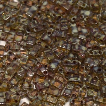 Half Tila Beads HTL4505 Picasso Transp Lt.Smoky Topaz