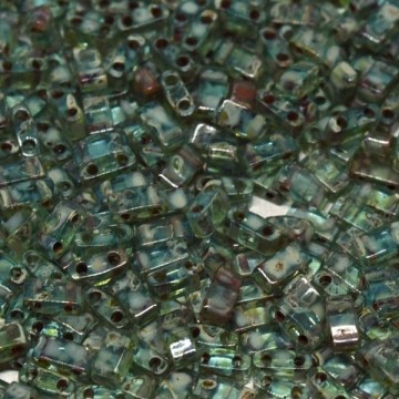 Half Tila Beads HTL4506 Picasso Transp Olivine