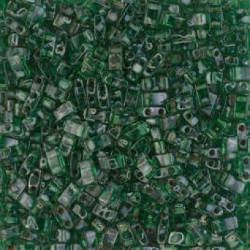 Half Tila Beads HTL4507 Picasso Transp Green