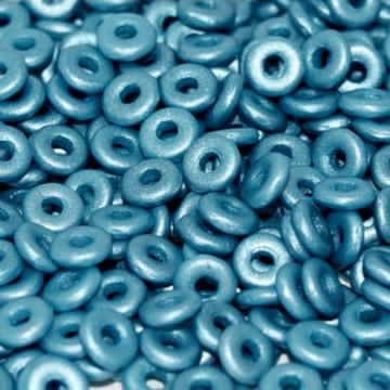 O Bead Alabaster Metallic Aqua
