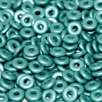 O Bead Alabaster Metallic Emerald