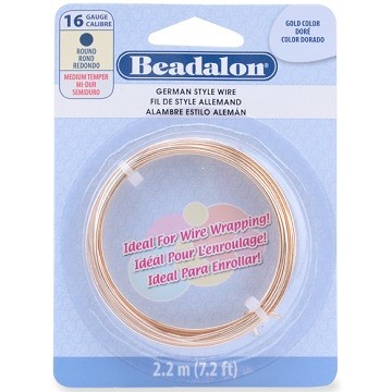 Beadalon German Style Wire, Gold Color, 16 gauge
