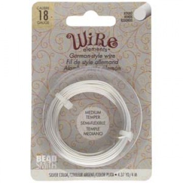 Beadsmith German Style Wire, Silver Color, 18 gauge
