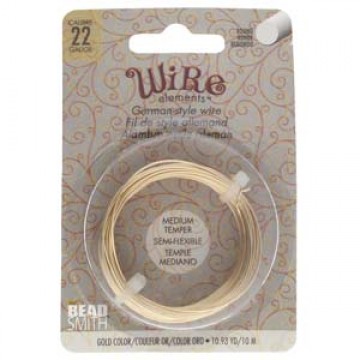 Beadsmith German Style Wire, Gold Color, 22 gauge