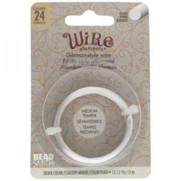 Beadsmith German Style Wire, Silver Color, 24 gauge