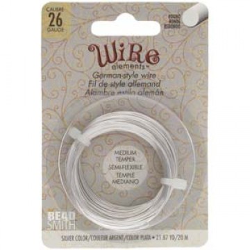 Beadsmith German Style Wire, Silver Color, 26 gauge