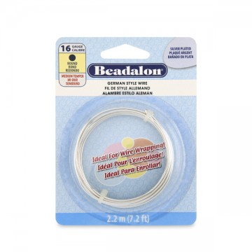 Beadalon German Style Wire, Silver Plated, 16 gauge