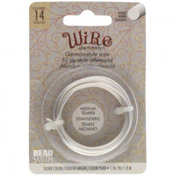 Beadsmith German Style Wire, Silver Color, 14 gauge