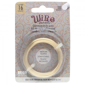 Beadsmith German Style Wire, Gold Color, 16 gauge