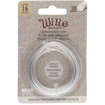 Beadsmith German Style Wire, Silver Color, 16 gauge